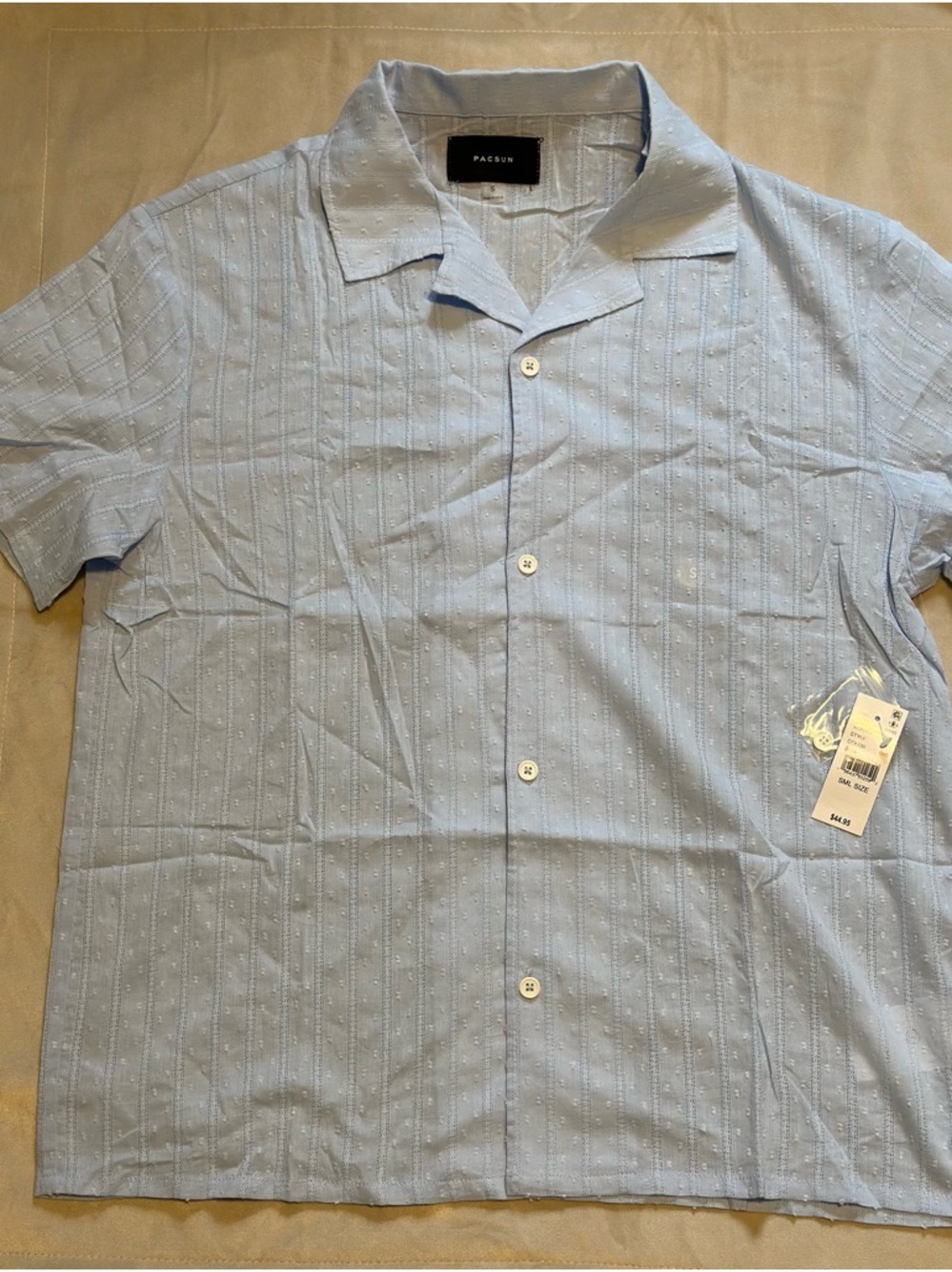 PacSun Pale Blue Short Sleeve Camp-Collar Button-Down Shirt